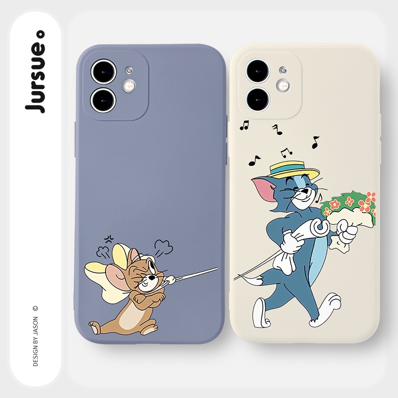 Ốp lưng JURSUE hoạt hình cặp đôi dễ thương đẹp Cho iPhone 14 13 12 11 Pro Max SE 2020 X XR XS 8 7 ip 6S 6 Plus kute Y2188