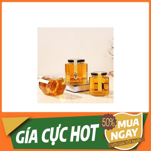 🍓 ĐỦ SIZE 🍓Hũ thủy tinh lục giác nắp thiếc đen