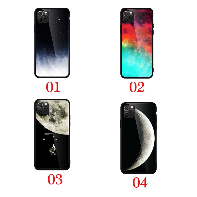 Ốp điện thoại kính cường lực hoạ tiết vũ trụ không gian dành cho iPhone 11 Pro XR X XS Max 6 6s 7 8 Plus