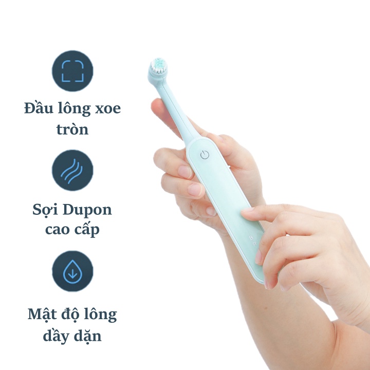 Bàn chải điện đầu xoay 360 cổng sạc USB kèm 4 đầu chải Dupont 2 tốc độ quay mạnh mẽ Brand
