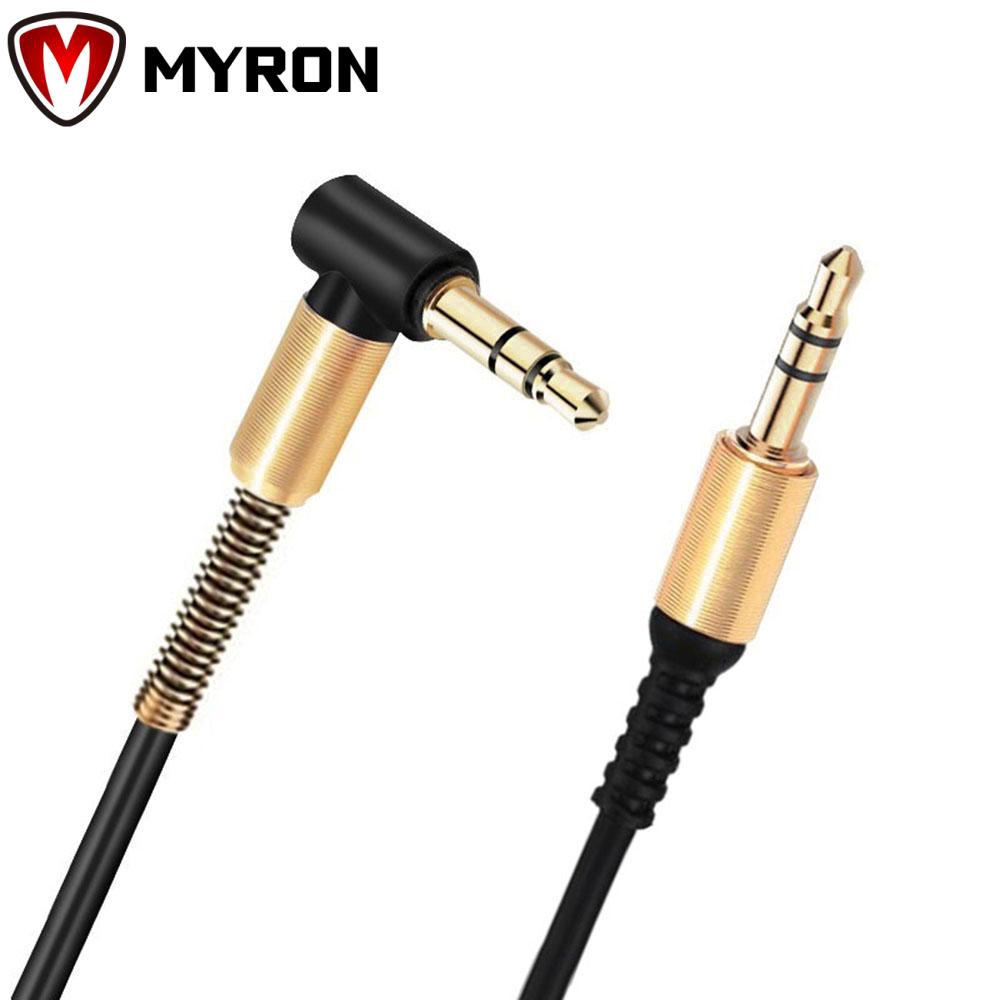 MYRON Phone Stereo 90 Degree Car Speaker Nylon Braid 3.5mm Audio Cable