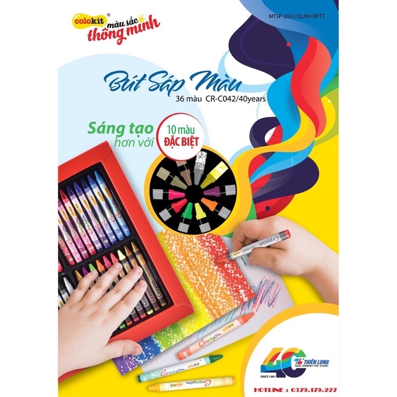 Bút sáp màu Thiên Long 36 màu  đặc biệt có màu nhũ