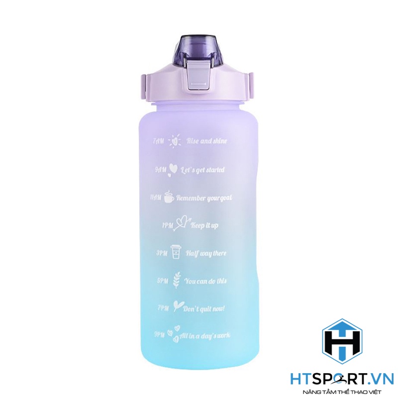 Bình Nước Tập Gym 2 Lít, Bình Đựng Nước Nhựa Thể Thao Dễ Thương 2L Có Vòi Vạch Báo Giờ Uống Nước Cao Cấp
