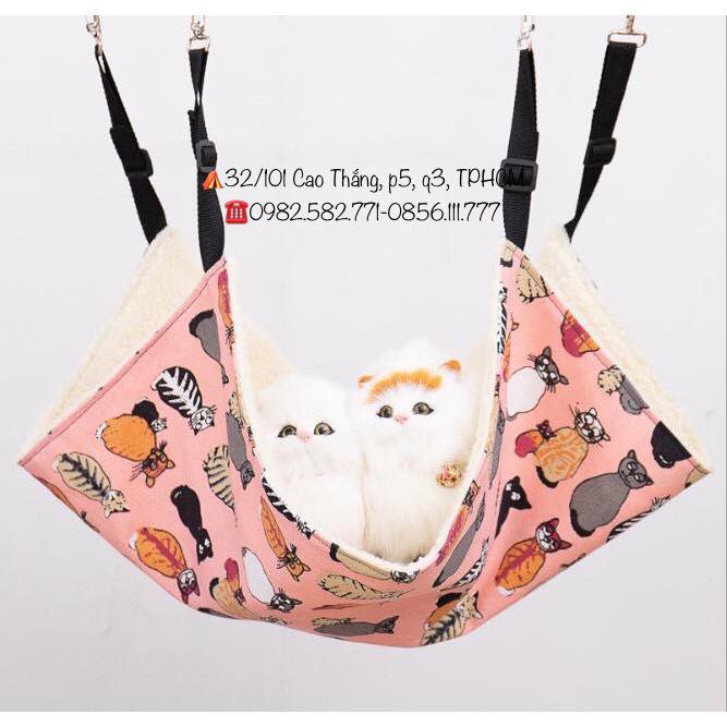 Võng mèo 2 lớp size S,M,L dùng cho lồng chuồng mèo lắp ghép