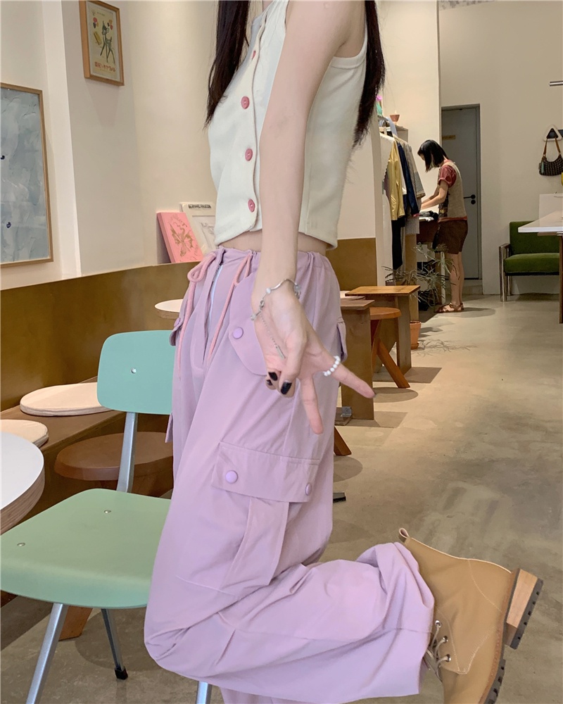 Bộ Áo Không Tay Dáng Ôm Phối Khóa Cài Bên Hông + Quần Dài Thiết Kế Mỏng Thời Trang Mới Dành Cho Nữ 52365