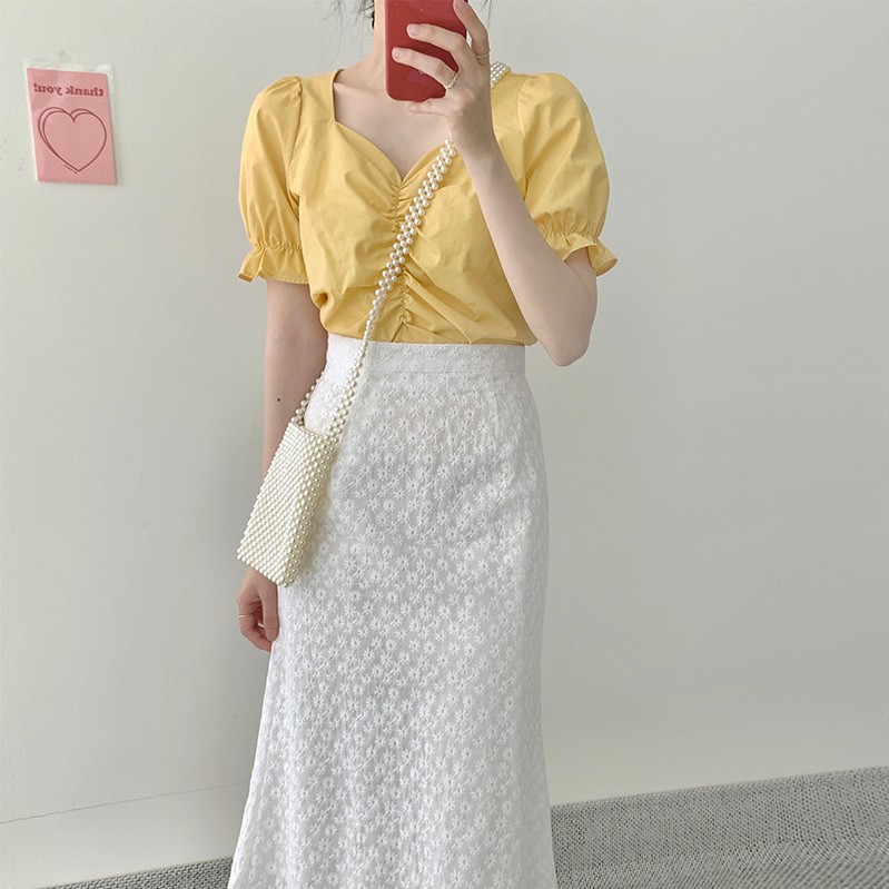 Áo Peplum tay phồng ulzzang ngắn tay phong cách Hàn Quốc C43 - Maoshop