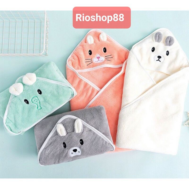 Chăn ủ lông tuyết hình thú hàng dày dặn cho bé sơ sinh 80×80 cm