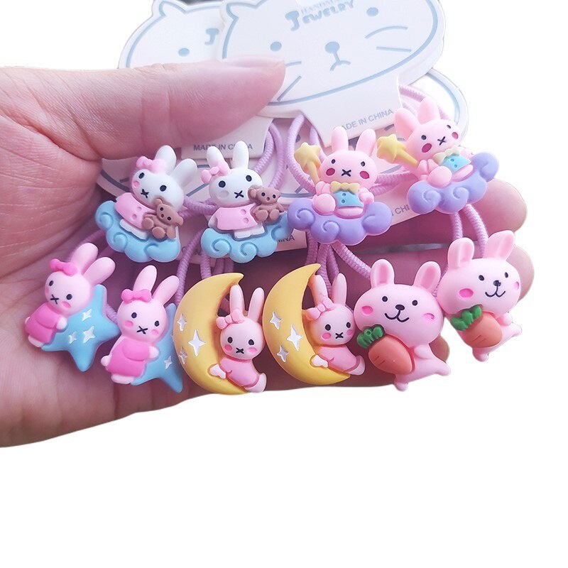 Set 2 dây buộc tóc co giãn hình thỏ dễ thương cho bé gái