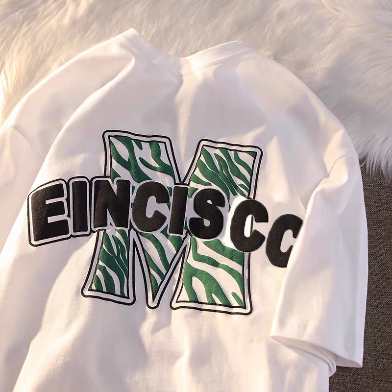 Áo phông nam nữ form rộng 2N Unisex thun cotton in chữ Einsicht trắng/xanh/hồng