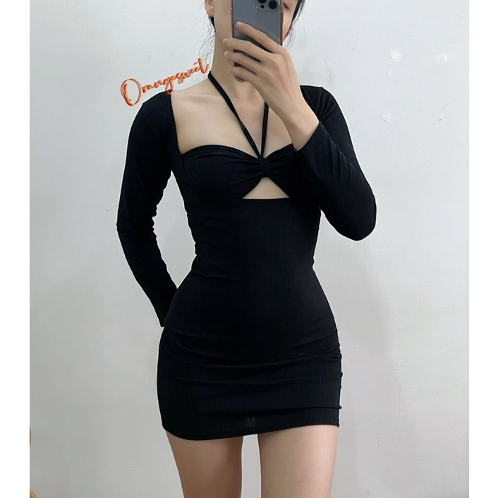 Đầm Body Tay Dài Khoét Ngực Cao Cấp  TDKN
