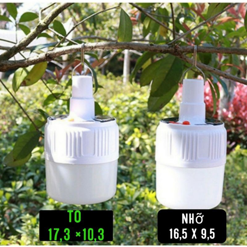 (HÀNG CHÍNH HÃNG) Bóng đèn tích điện 100w 5 cấp độ sáng kèm điều khiển và tấm năng lượng mặt trời
