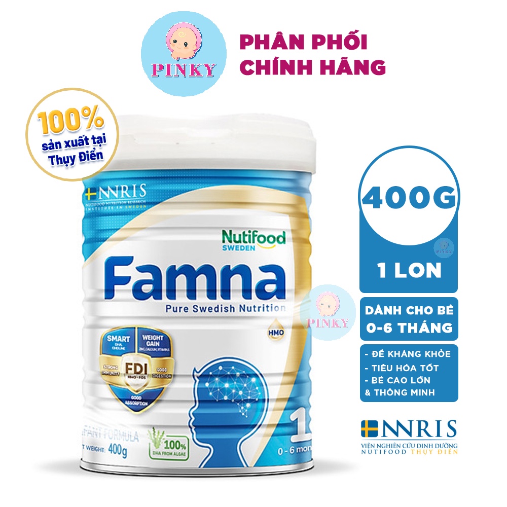 Sữa bột Nutifood Famna Số 1 Hộp 400gr 100% Sản Xuất Từ Thụy Điển - Dành cho bé từ 0 đến 6 tháng tuổi