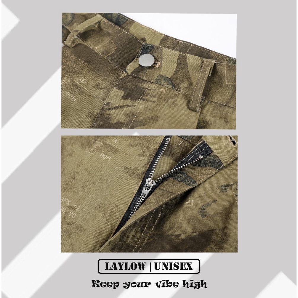 Quần Dài Kaki Túi Hộp Rằn Ri Nam Nữ Thời Trang Đường Phố Cao Cấp, Cargo Pants streetwear LAYLOW Unisex
