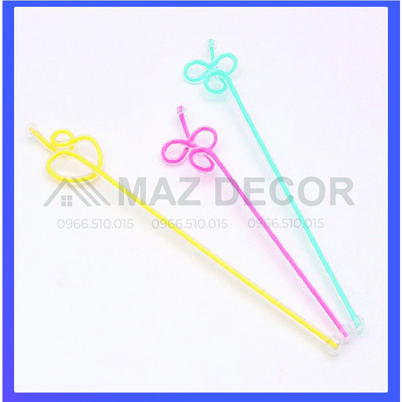 GIÁ SỈ Combo 10 Que khuấy ngoáy sinh tố dài 2 lớp dày xịn 2 lòng Acrylic/que khuấy coctail/que trang trí các màu