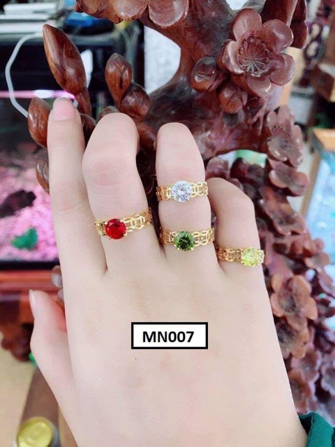 Nhẫn kim tiền vàng đồng non dát vàng 18k