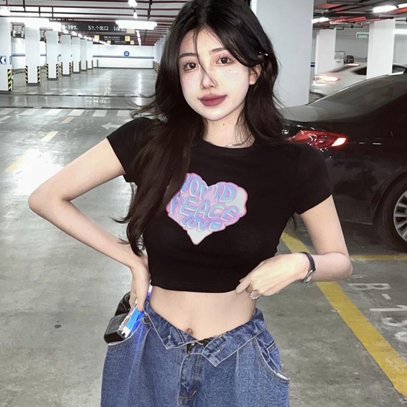 Áo Thun Tay Ngắn Cổ Tròn Màu Trơn In Chữ Vui Nhộn Thời Trang Mùa Hè 80s Cho Nữ