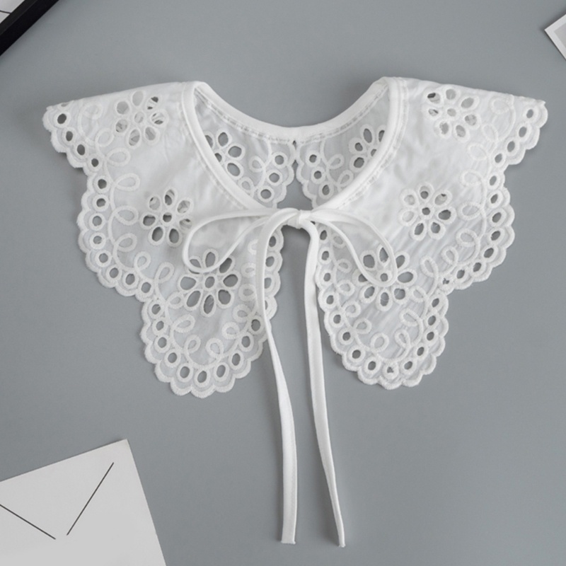 Vòng Cổ Giả Jacquard Dạng Khăn Choàng Ngắn Buộc Dây Họa Tiết Hoa Sen Khoét Rỗng Trang Trí Dành Cho Bạn Nữ