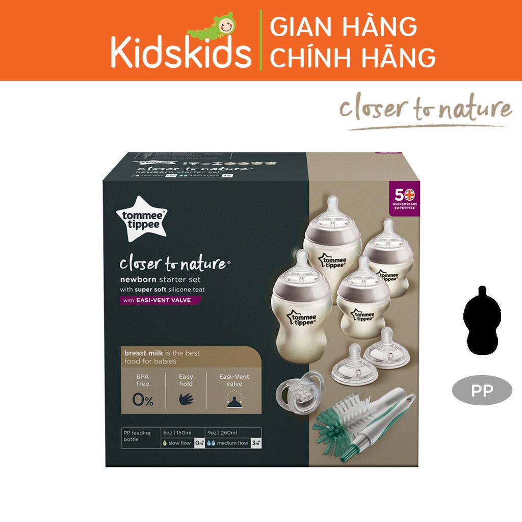 Bộ bình sữa sơ sinh Newborn ty siêu mềm tự nhiên Tommee Tippee Closer to Nature