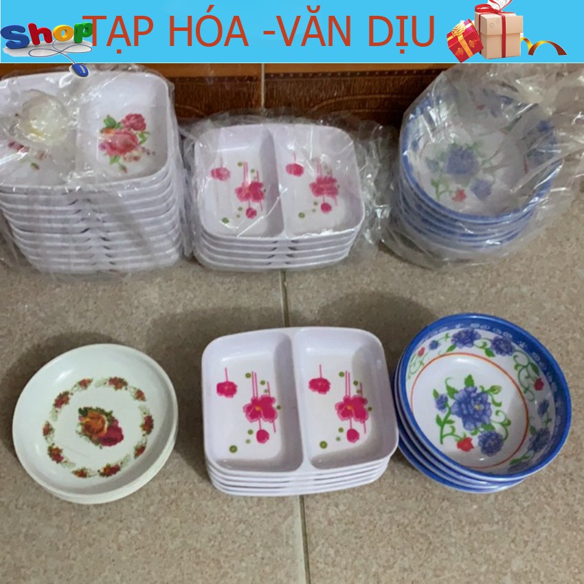 Đĩa muối  tròn, đĩa hai ngăn, bát nước chấm nhựa phíp  ✅còn hàng ✅ tạp hóa Văn Dịu