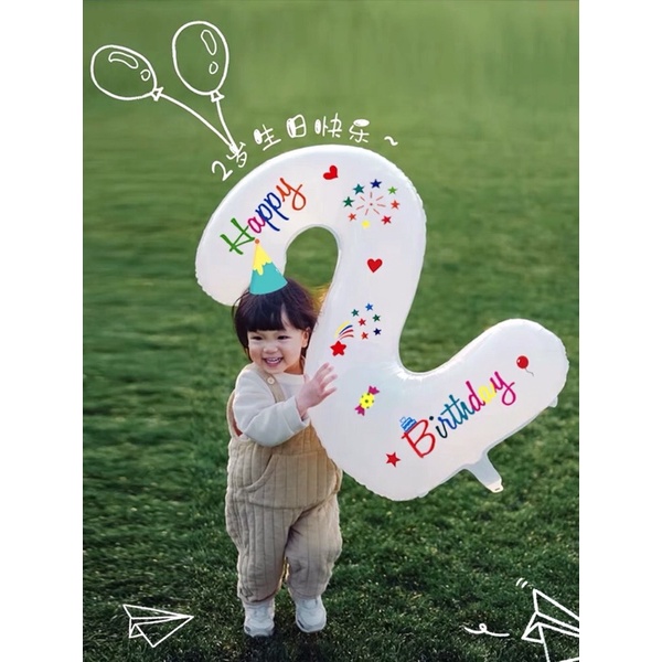 Tấm decan chữ happy birthday dán lên bóng số sinh nhật