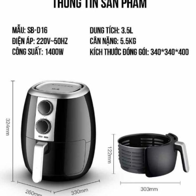 Nồi chiên không dầu shanben 6828, Shanben 7828,shanben sd 18