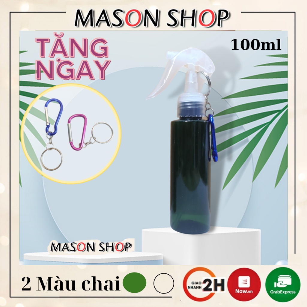 LỌ CHIẾT DUNG DỊCH SÁT KHUẨN XỊT PHUN SƯƠNG MÓC KHÓA 100ml TREO XE TREO PHÒNG TIỆN LỢI /BÌNH TRONG XANH NÂU XỊT NƯỚC