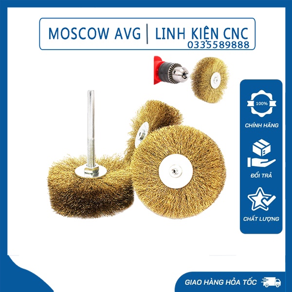 Chổi Thép Chà Nhám Gỗ Quật Gỗ Lũa Đánh Gỗ Sử Dụng Máy Khoan Cầm Tay Cán 6mm