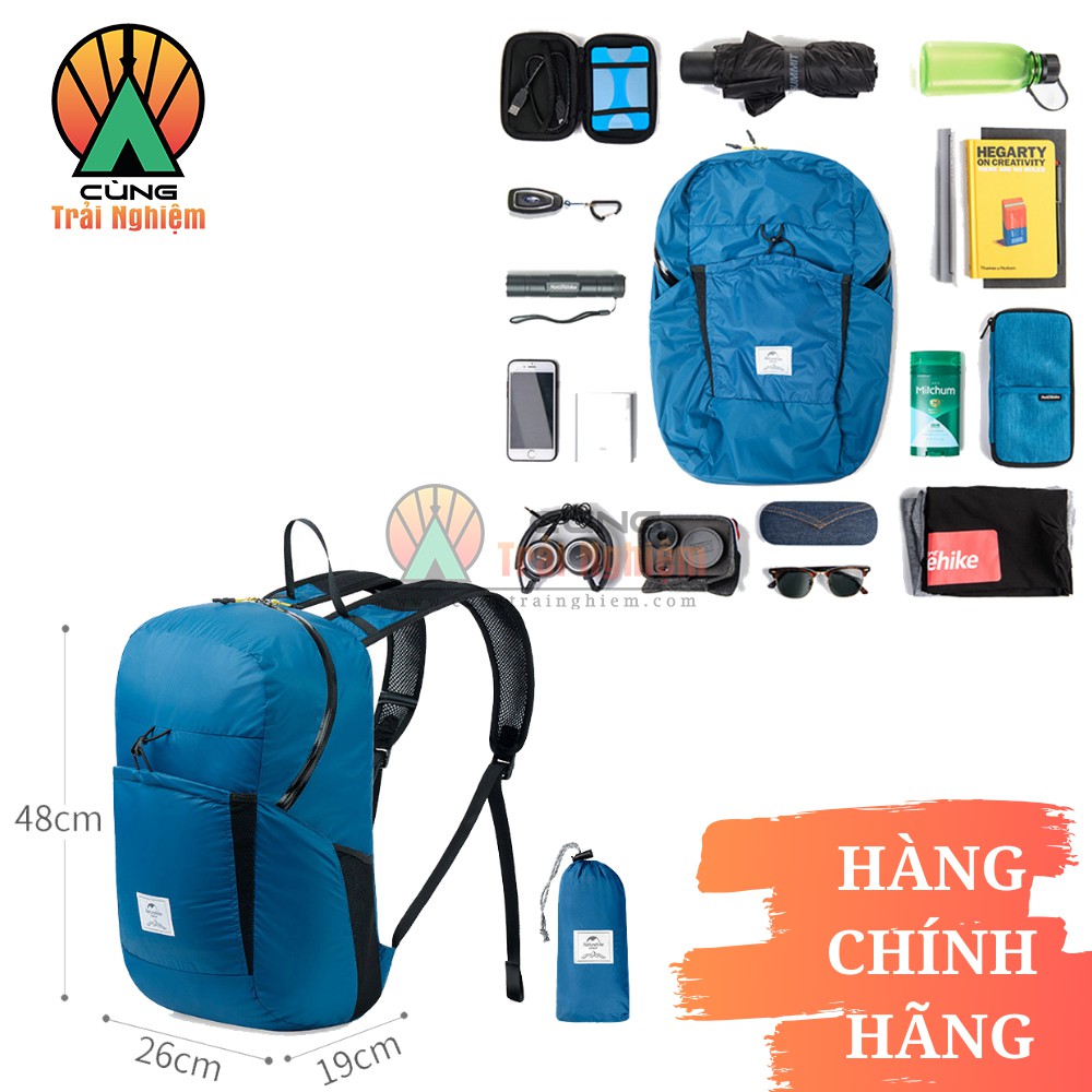 Balo Du Lịch Gấp Gọn 22L Chống Rách, Chống Thấm Nước cho Đi Học Đi Chơi Dã Ngoại NatureHike NH17A017-B