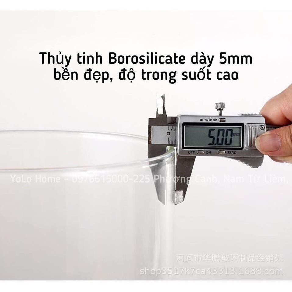 Bình đựng gạo kèm cốc đong ☘�FREE SHIP☘ Bình thủy tinh đựng gạo, hạt có chân gỗ, vòi vặn và kèm cốc đong