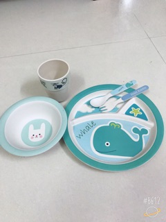 BỘ KHAY BÁT ĂN DẶM LÚA MẠCH BỘT TRE XUẤT DƯ CHO BÉ