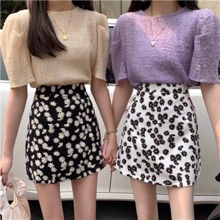 [Hot 2020] Chân váy ngắn chữ A Hoa Cúc màu đen trắng