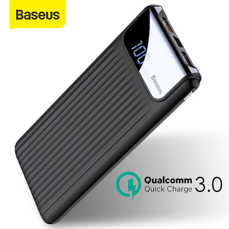 Sạc Dự Phòng Baseus Cổng Usb 3.0 Hỗ Trợ Sạc Nhanh Cho Iphone X 8 7 6 Samsung S9 Huawei 10000mah