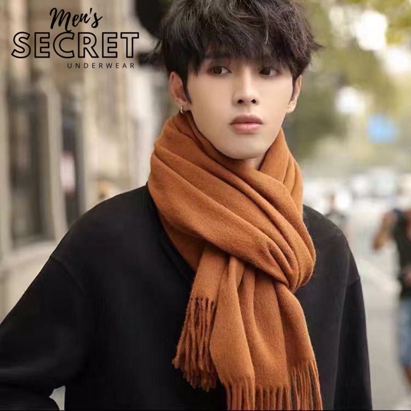 Khăn len Cashmere giữ ấm unisex màu trơn cực mịn, khăn quàng cổ ấm áp đi Đà Lạt, Sapa