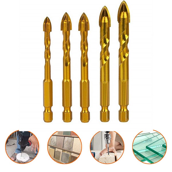 Mũi Khoan Đa Năng Gạch Kính Chữ Thập Loại Tốt - Mũi Khoan Đa Năng Chuôi Lục Giác Mạ Titan 6-12MM