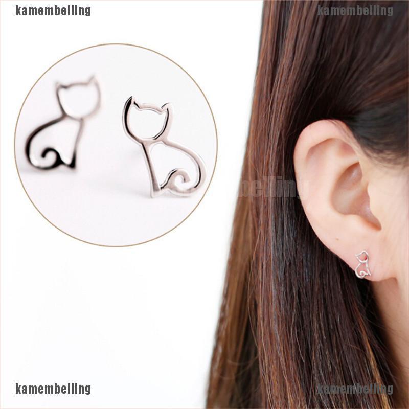 Bông Tai Bạc Hình Mèo Dễ Thương Xinh Xắn Dành Cho Nữ