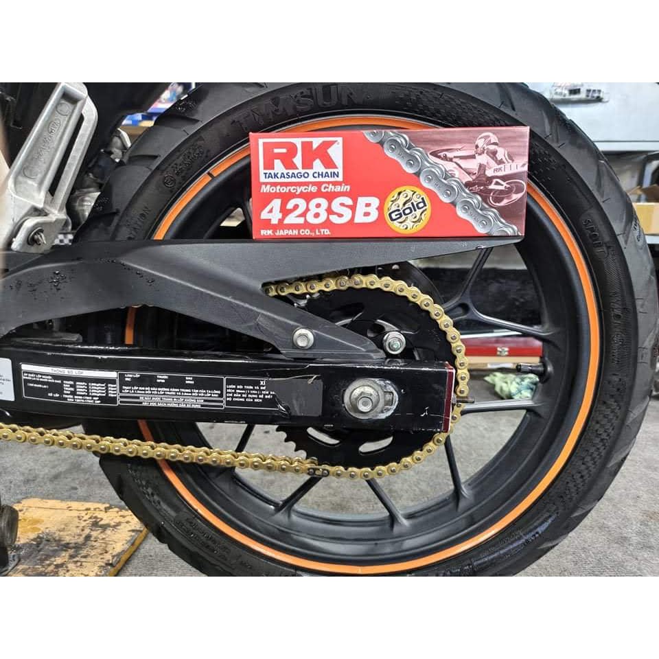 Sên xe máy RK 9ly màu vàng 132 mắt