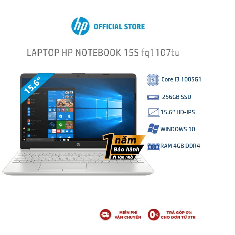 Laptop HP 15s-fq1107TU,Core i3,4GB,256GB,Intel UHD Graphics,15.6"HD,Win 10