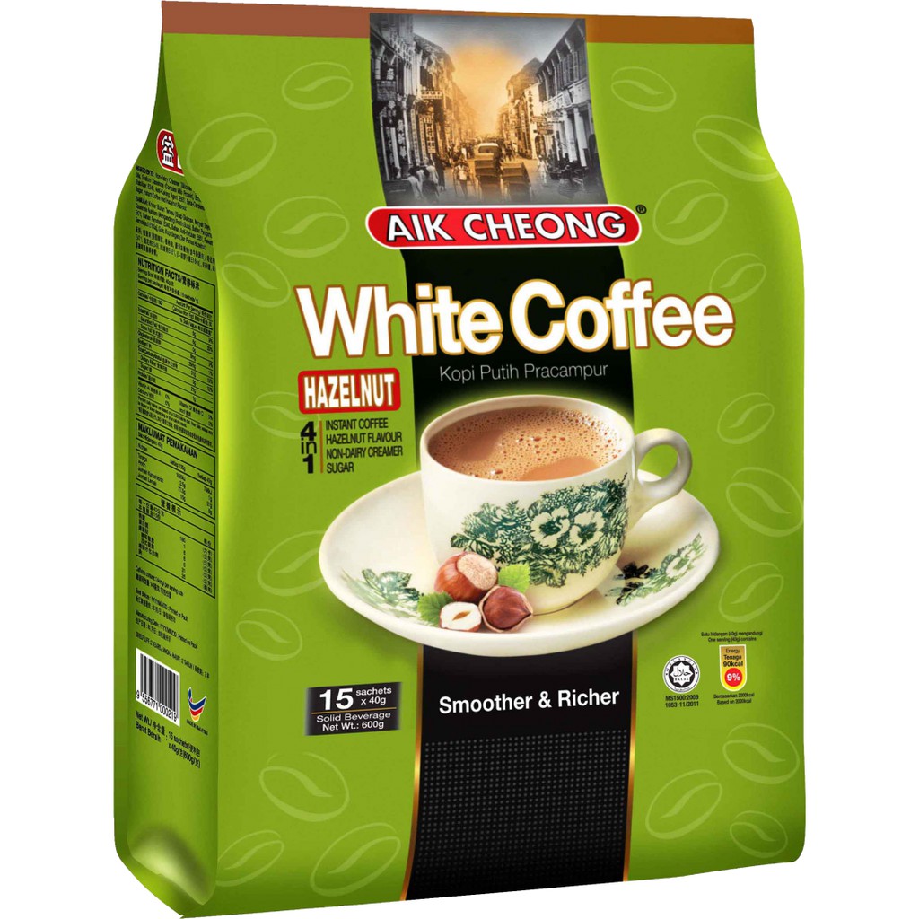 Cà phê trắng White Coffee Hazelnut 4 in 1 Cafe Malaysia Aik Cheong 15 Gói x 40G SÀI GÒN ĐẶC SẢN