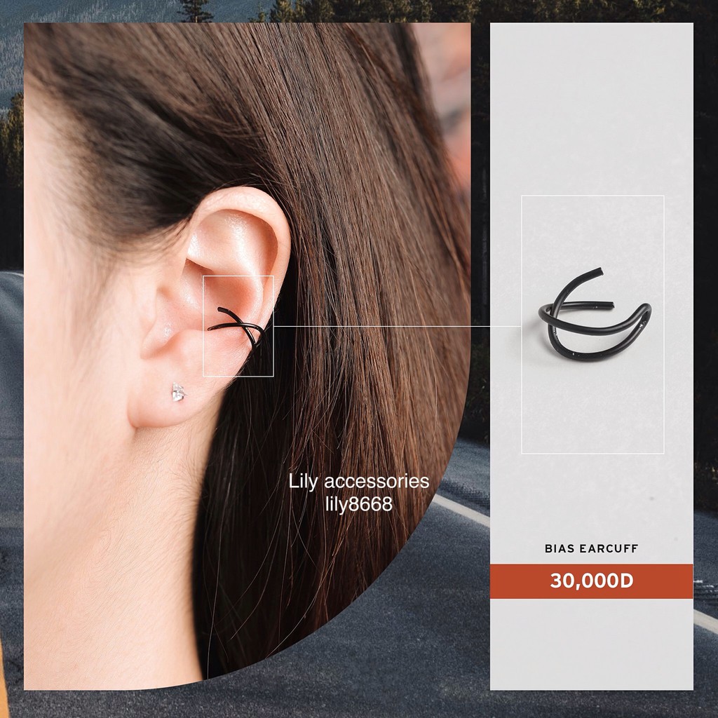 Bias Helix Ear Cuff kẹp tai thanh chéo không cần xỏ lỗ không gỉ không đen cho nam nữ Unisex
