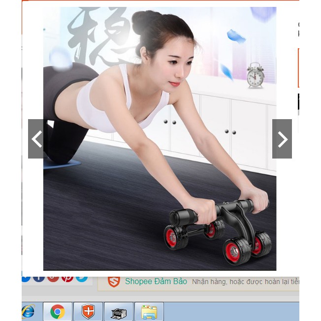 Con lăn tập bụng 4 bánh cao cấp tặng thảm lót gối chống trượt
