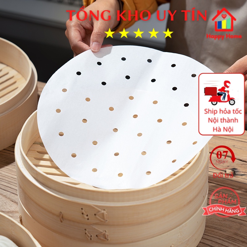 Set 20 tờ giấy nến đục lỗ dùng cho nồi chiên không dầu đường kính 23cm Happy Home