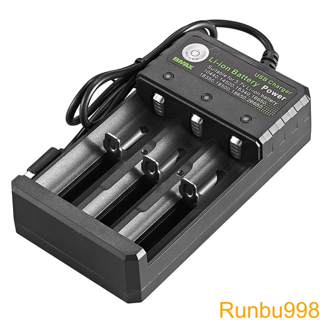 Battery Charger Rechargeable 18650 Lithium Battery Charger 3 Slot USB Cell Charging Station Stand