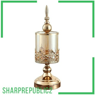 Golden Glass Tea Light Pillar Candle Table Holder Candleholder Home Decor
