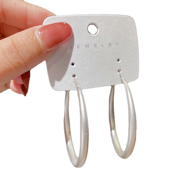 Khuyên Tai Bạc S925 Mặt Nhám Dễ Phối Đồ Hợp Thời Trang