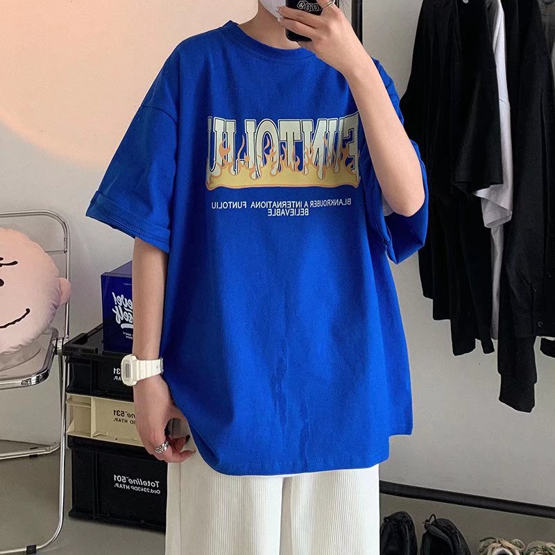 Áo Thun Tay Ngắn Dáng Rộng In Chữ Phong Cách Hàn Quốc Thời Trang Mùa Hè Cho Nam