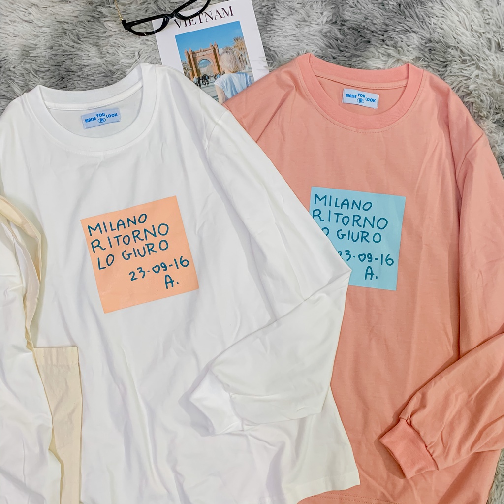 Áo thun dài tay  MILANO  bo tay phông Unisex nam nữ tee oversize form rộng pull Ulzzang Streetwear thu đông vải mềm