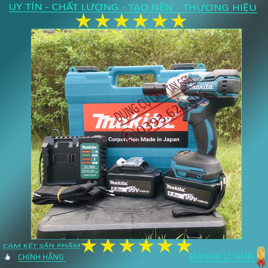 Máy Khoan Pin-Siết Bulong Makita 199V 6Ah động cơ không chổi than, 3 chức năng khoan vit siết mở ốc, lực siết 380NM0 fre