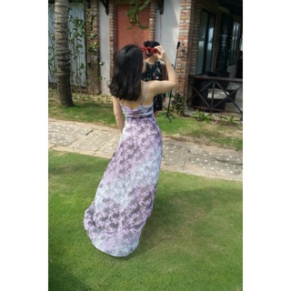 Đầm maxi Vera Wang hai dây hoa