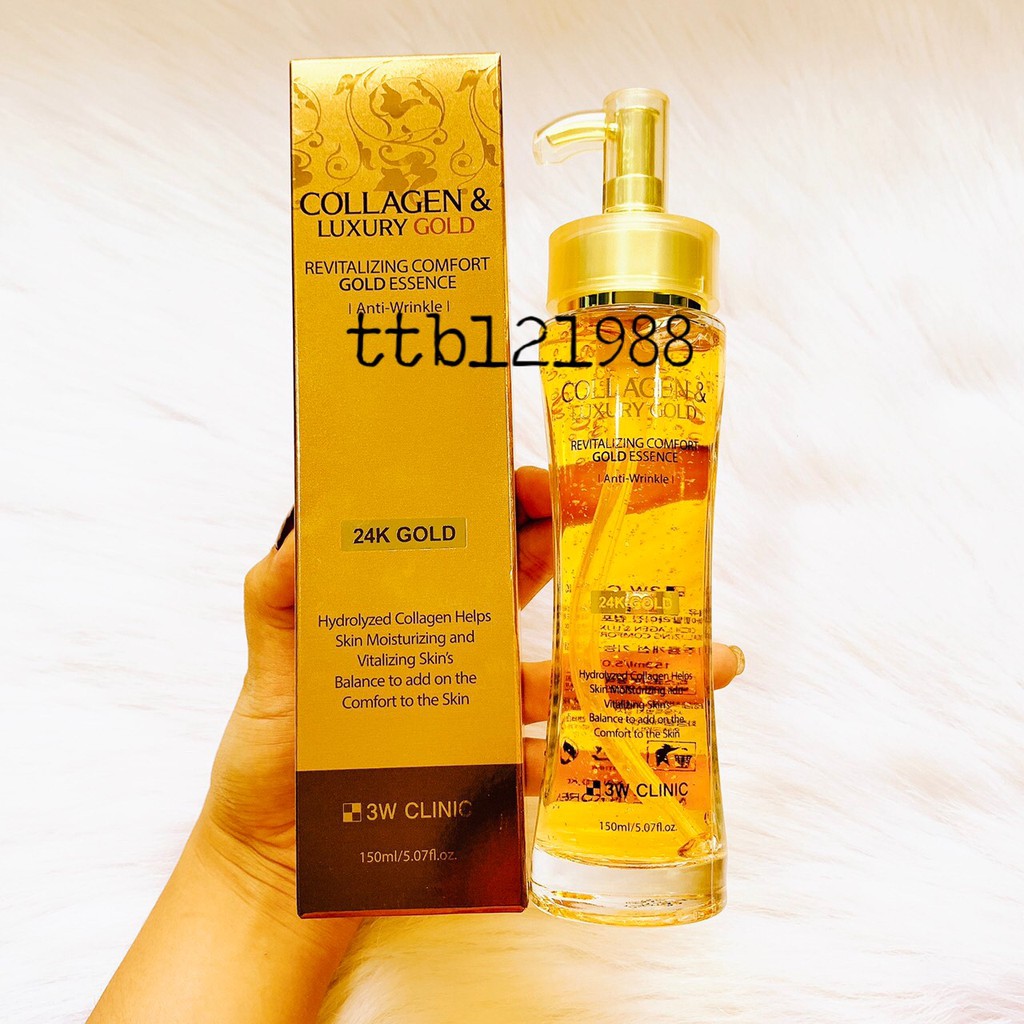 Tinh chất serum vàng 24k 3W Clinic Gold Luxury &amp; Collagen dưỡng sáng và làm chậm dấu hiệu lão hóa 150ml