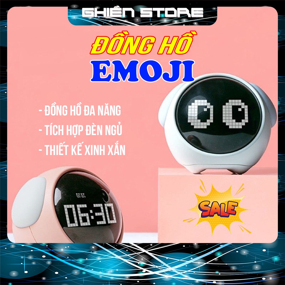 ĐỒNG HỒ BÁO THỨC, ĐỒNG HỒ ĐỂ BÀN XIAOMI EMOJI THÔNG MINH 5IN1 KIÊM ĐÈN NGỦ CẢM BIẾN ÂM THANH HIỂN THỊ CẢM XÚC - GHIỀN